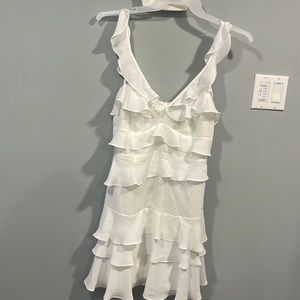 Bardot lace-inset ruffled dress white women 10/Large